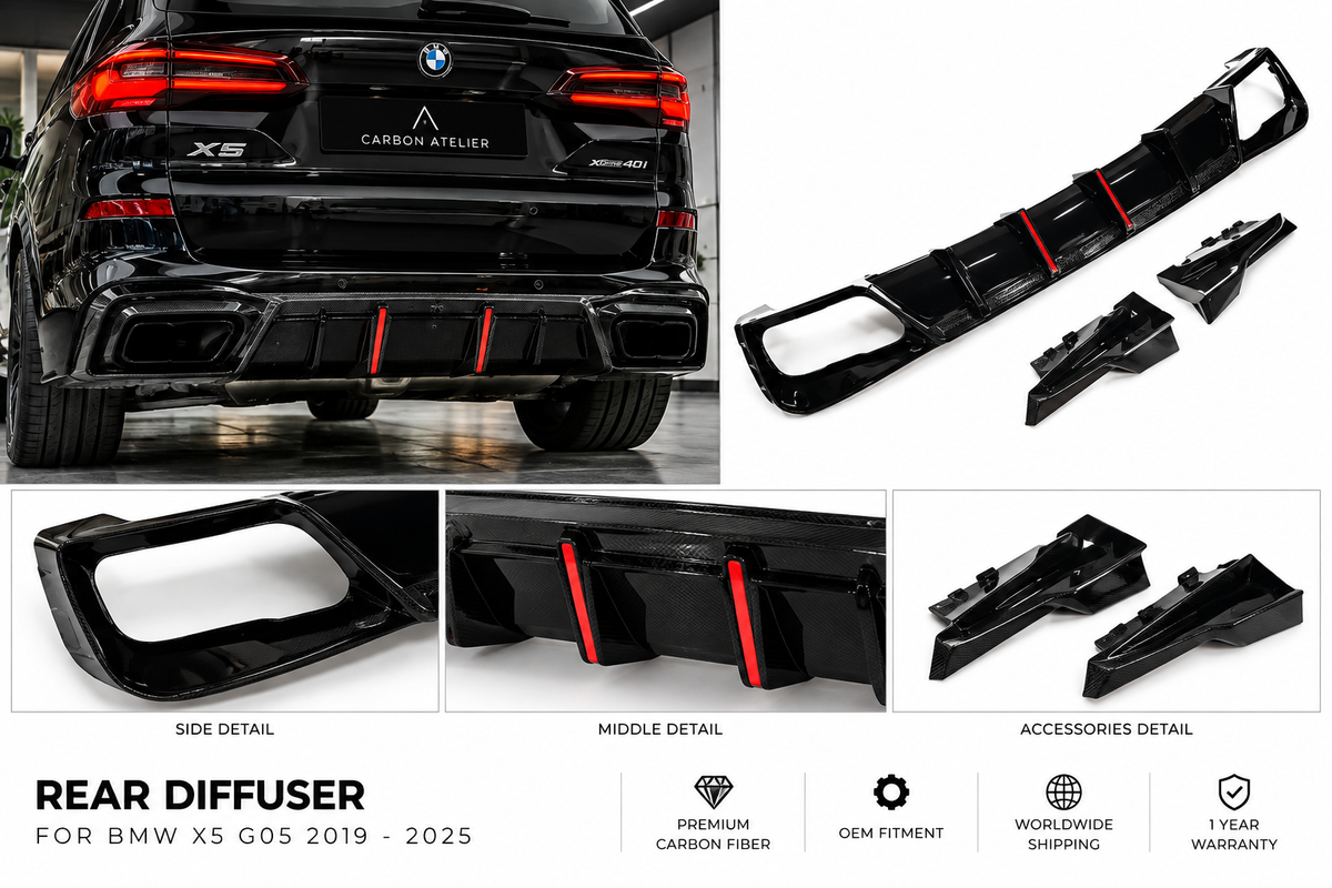 BMW X5 G05 2019–2025 Rear Diffuser & Carbon Fiber Exhaust Tips Upgrade Kit