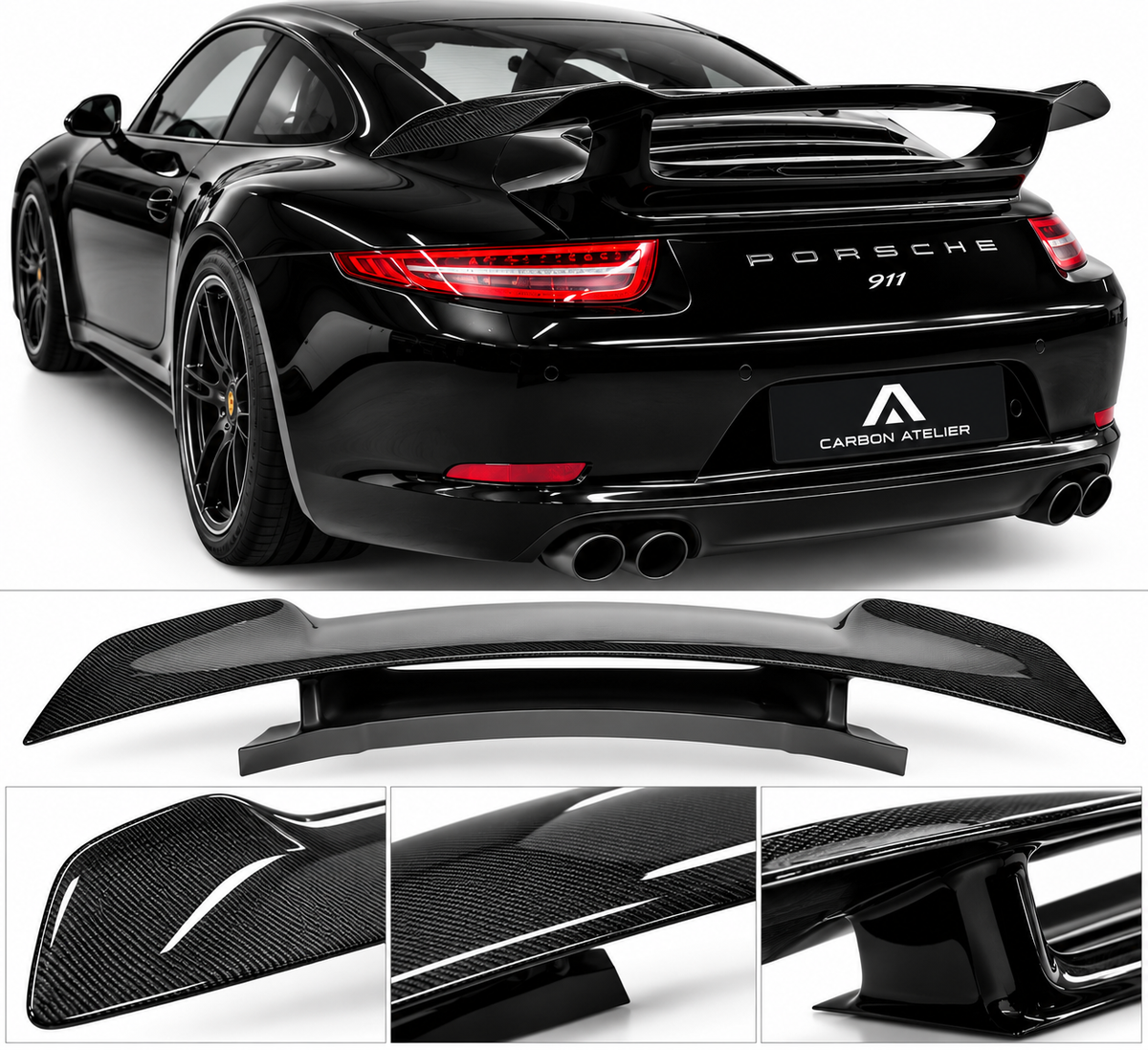GT Style Carbon Fiber Rear Wing Spoiler for Porsche 911 991.1 (2012–2016)