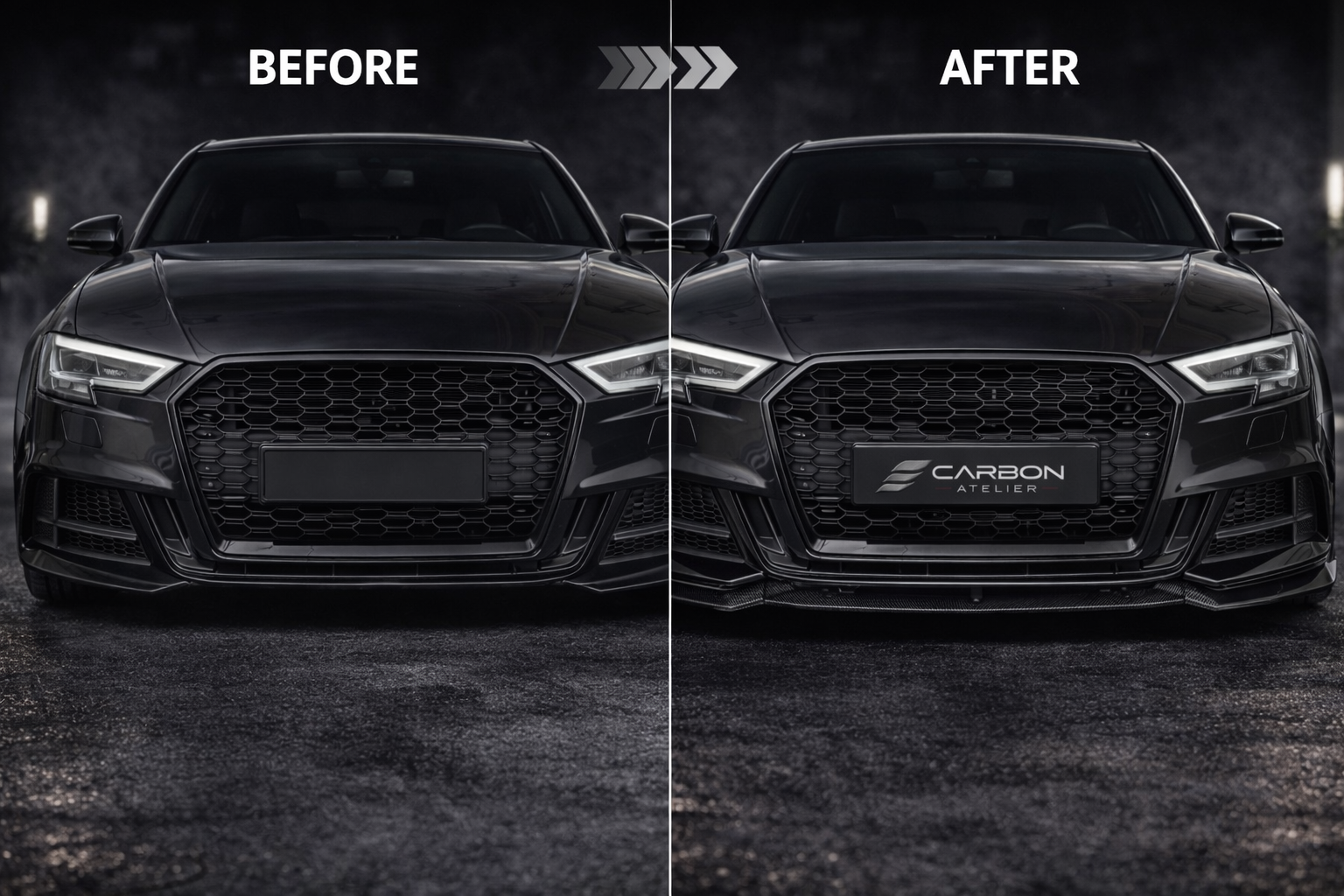 Carbon Fiber Front Lip Splitter for A3 / S3 8V S-Line (2016–2020)