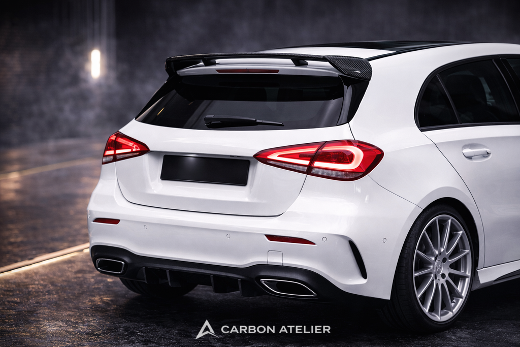 Carbon Style Roof Spoiler – Compatible with Mercedes A-Class W177 Hatchback (2018–2022)