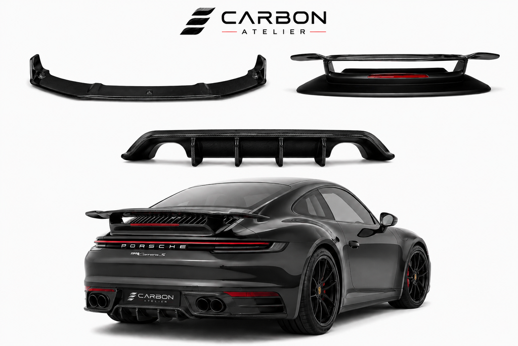 Dry Carbon Fiber Aero Kit for Porsche 911 (992) Carrera / Turbo / Turbo S (2020+) – Front Lip, Rear Diffuser & GT Wing