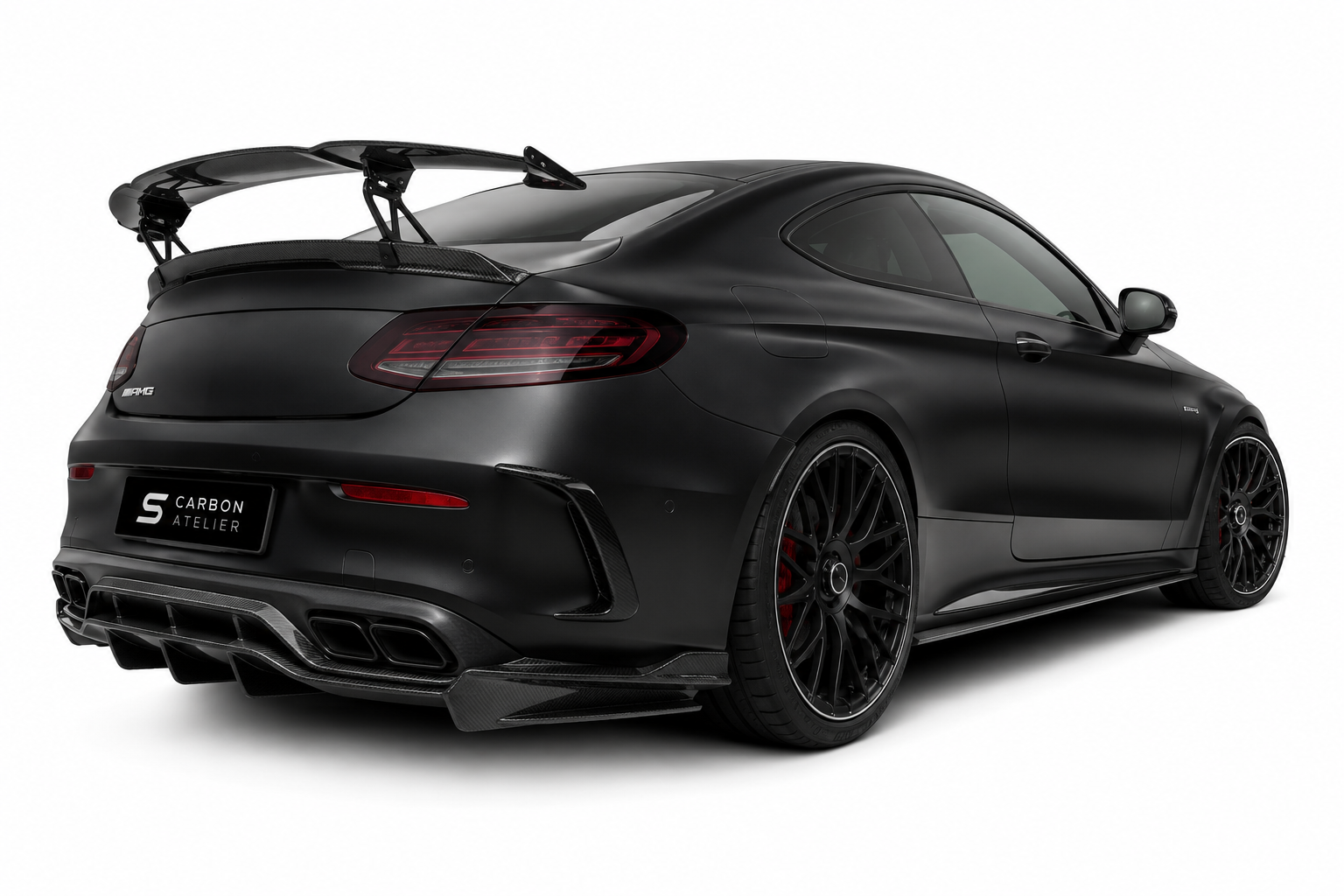 Mercedes-Benz C205 C63 AMG Sport Coupe Carbon Fiber Body Kit | Front Lip + Rear Diffuser + Trunk Spoiler | 2015–2023