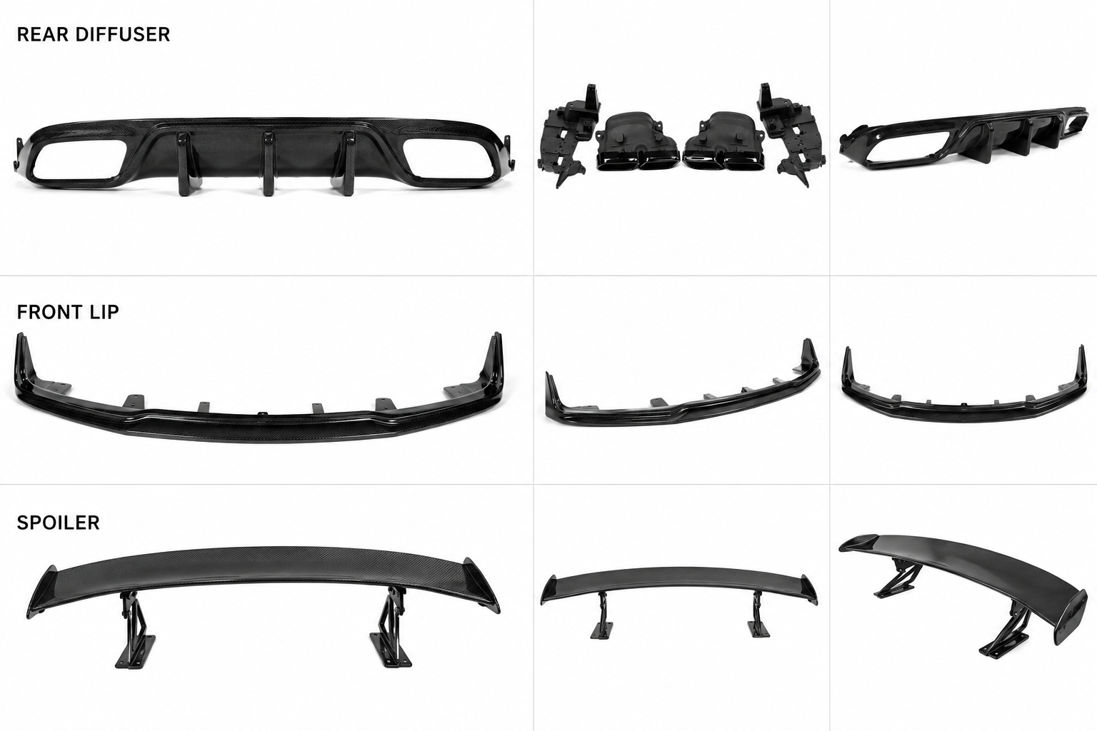 Mercedes-Benz C205 C63 AMG Sport Coupe Dry Carbon Fiber Body Kit | Front Lip + Rear Diffuser + Trunk Spoiler | 2015–2023