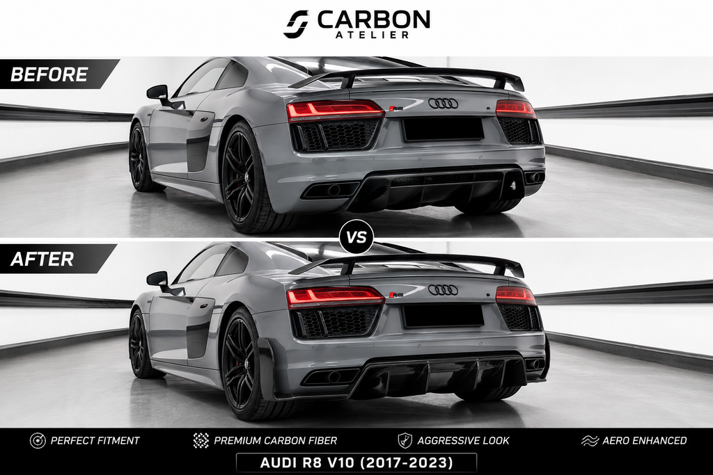 Carbon Fiber Rear Diffuser Kit for Audi R8 V10 (2017–2023) | Premium Performance Body Kit