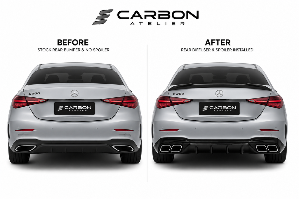 Mercedes-Benz C-Class W206 AMG Gloss Black Body Kit | Front Grille + Rear Diffuser + Trunk Spoiler | 2022-2026