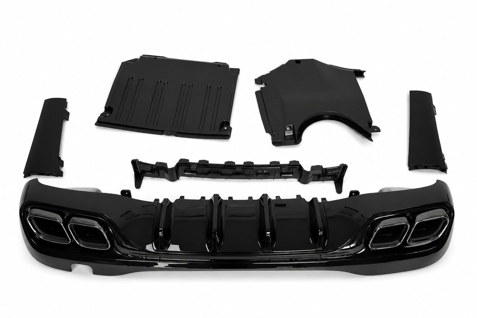 Mercedes-Benz C-Class W206 AMG Gloss Black Body Kit | Front Grille + Rear Diffuser + Trunk Spoiler | 2022-2026