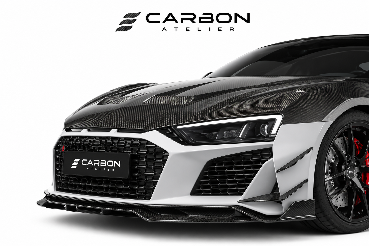 Dry Carbon Fiber Front Lip & Canards Kit for Audi R8 (2019–2023)
