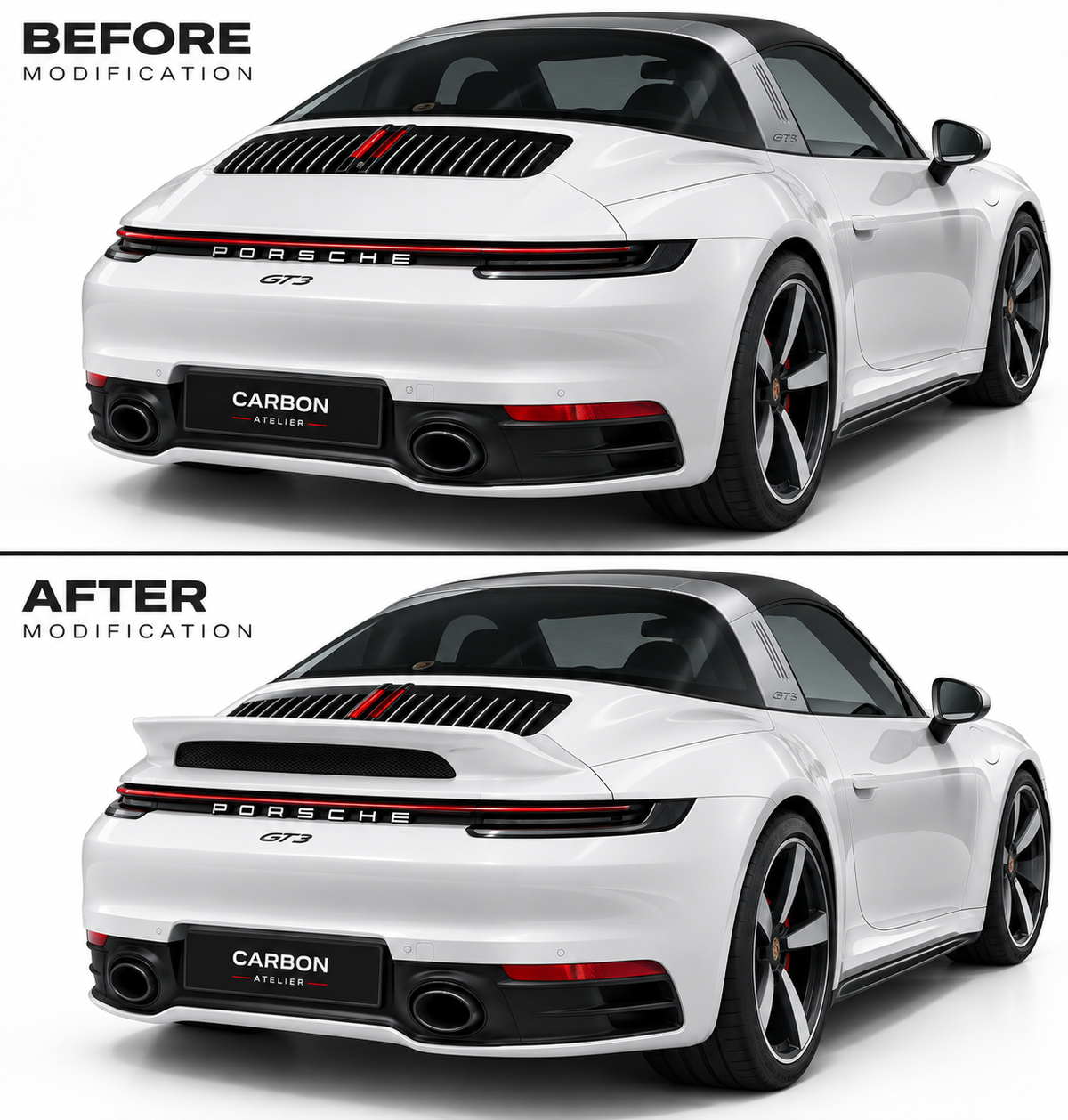 GT3 Style Full Carbon Fiber Rear Spoiler For Porsche 911 992 2019+