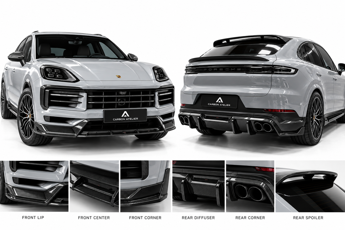 Carbon Fiber Full Body Kit for Porsche Cayenne Coupe 2024–2026 | Front Lip, Side Skirts, Rear Diffuser & Spoiler