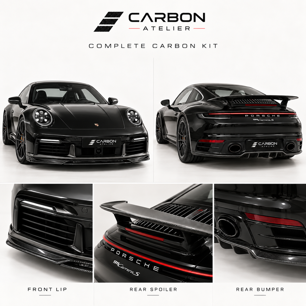Carbon Fiber Aero Kit for Porsche 911 (992) Carrera / Turbo / Turbo S (2020+) – Front Lip, Rear Diffuser & GT Wing
