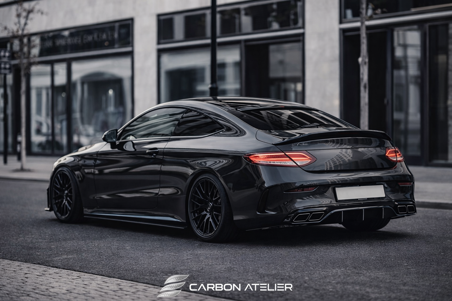 Gloss Black Trunk Lip Spoiler – Compatible with Mercedes C-Class Coupe C205 (2015–2022)