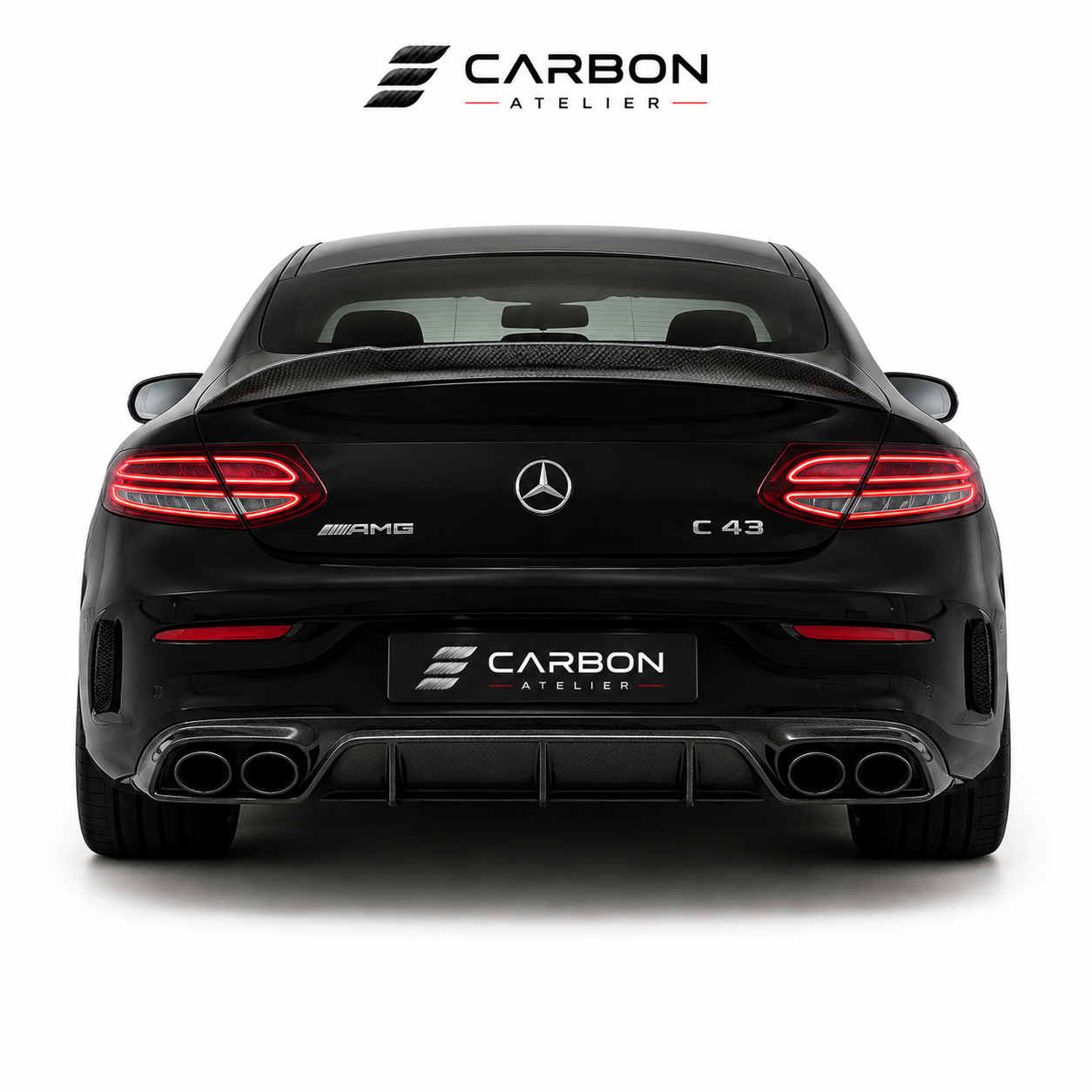 Gloss Black Trunk Lip Spoiler – Compatible with Mercedes C-Class Coupe C205 (2015–2022)