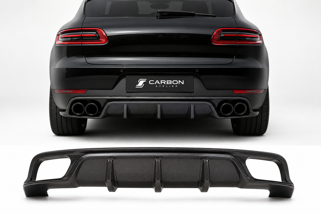 Real Carbon Fiber Rear Diffuser for Porsche Macan (2014–2020) | Sport Performance Style