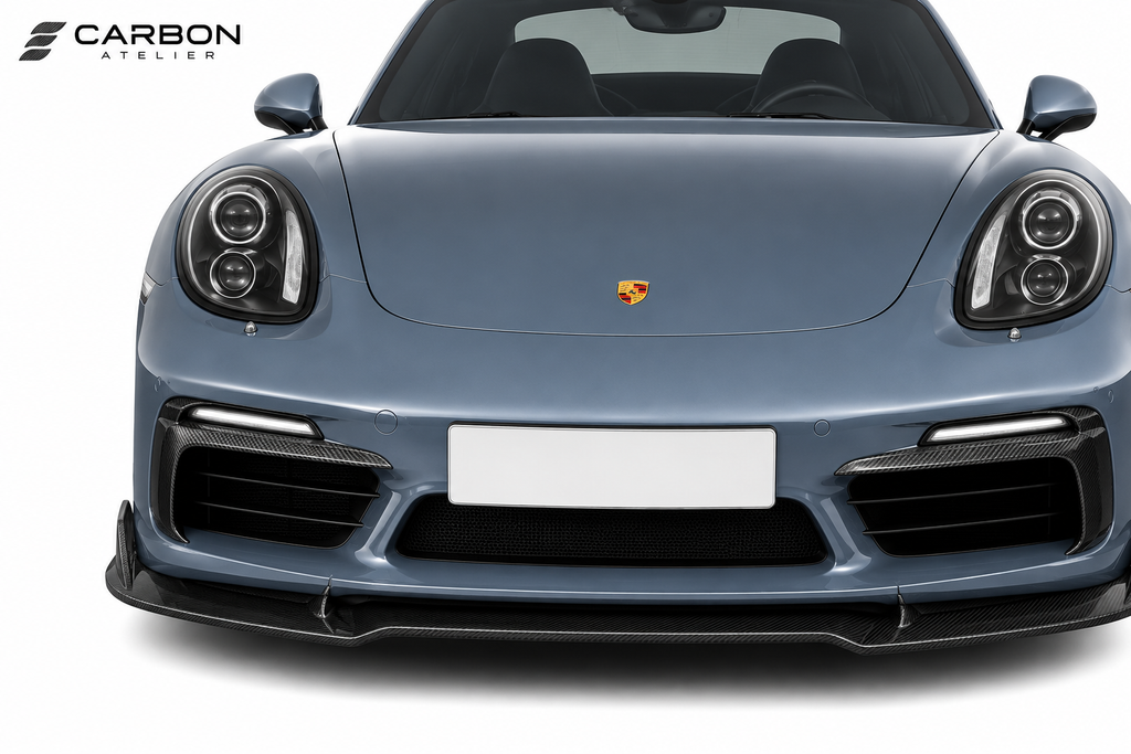 Carbon Fiber Kit Front Lip & Fog Lamp Cover Splitter Kit for Porsche 718 Boxster / Cayman (2016–2025)