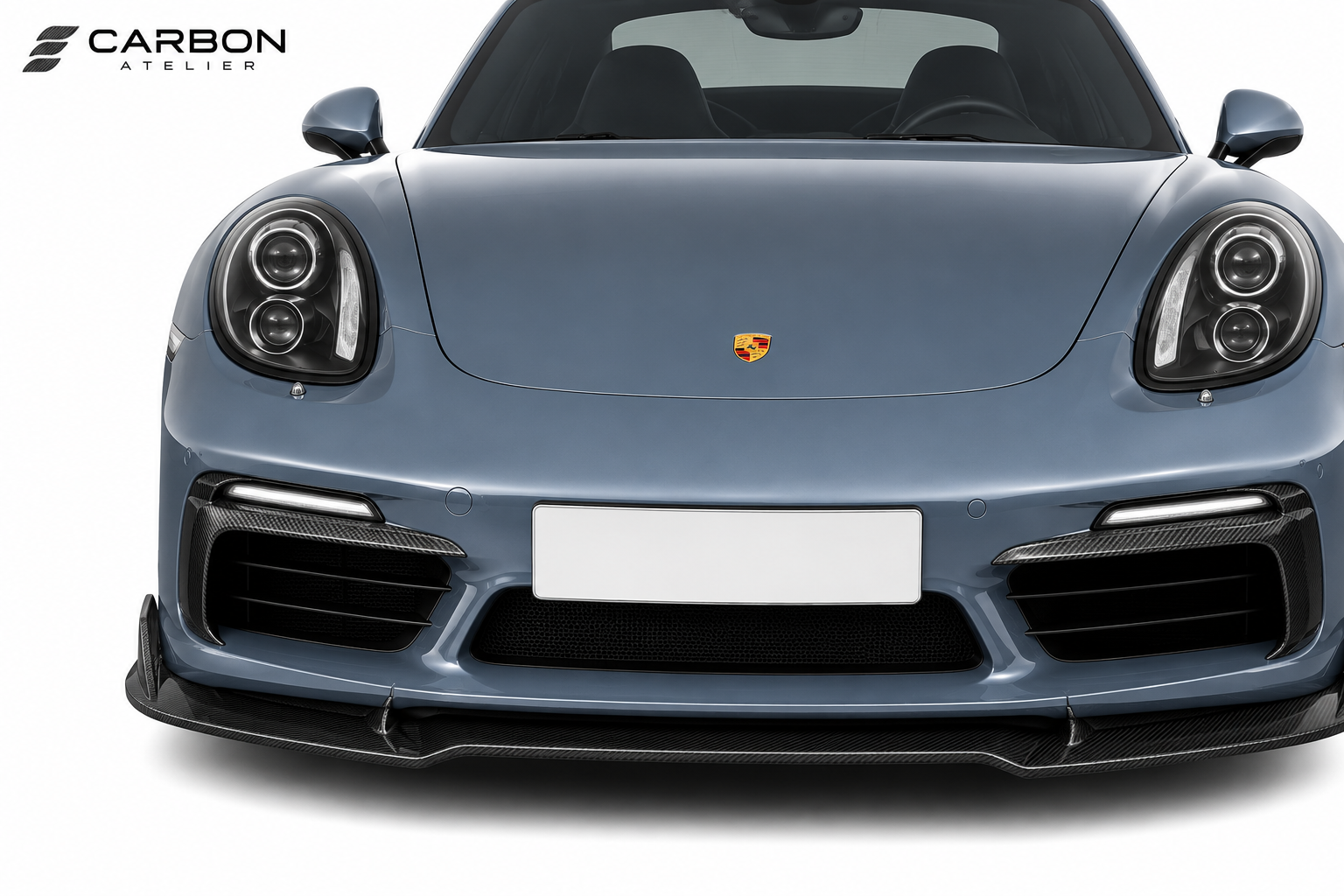 Carbon Fiber Kit Front Lip & Fog Lamp Cover Splitter Kit for Porsche 718 Boxster / Cayman (2016–2025)